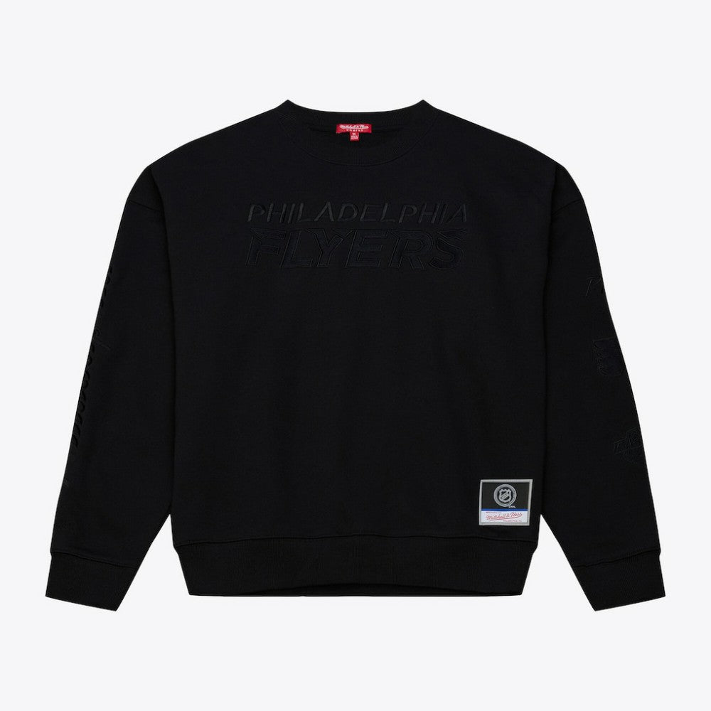 NHL Philadelphia Flyers Mitchell & Ness Unisex Phantom Fleece Crew Neck Sweatshirt - Black