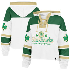 NHL Chicago Blackhawks '47 Women's McLucky Cropped Lacer Hoodie - White