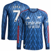 Bukayo Saka Arsenal 2025/26 Away Long Sleeve Player Jersey Blue