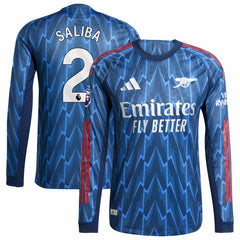 William Saliba Arsenal 2025/26 Away Long Sleeve Player Jersey Blue