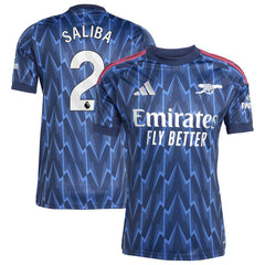 William Saliba Arsenal 2025/26 Away Replica Player Jersey Blue