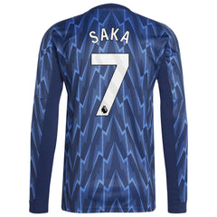 Bukayo Saka Arsenal 2025/26 Away Replica Long Sleeve Player Jersey Blue