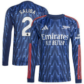 William Saliba Arsenal 2025/26 Away Replica Long Sleeve Player Jersey Blue