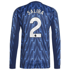 William Saliba Arsenal 2025/26 Away Replica Long Sleeve Player Jersey Blue