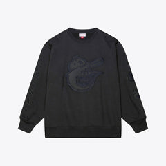 Baltimore Orioles Mitchell & Ness Phantom Fleece Crewneck Sweatshirt - Black Sweatshirts