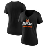 Cincinnati Bengals Women's Streak V-Neck T-Shirt Black