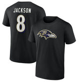 Lamar Jackson Baltimore Ravens Icon Name & Number T-Shirt Black
