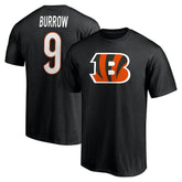 Joe Burrow Cincinnati Bengals Icon Name & Number T-Shirt Black