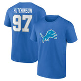 Aidan Hutchinson Detroit Lions Icon Name & Number T-Shirt Blue