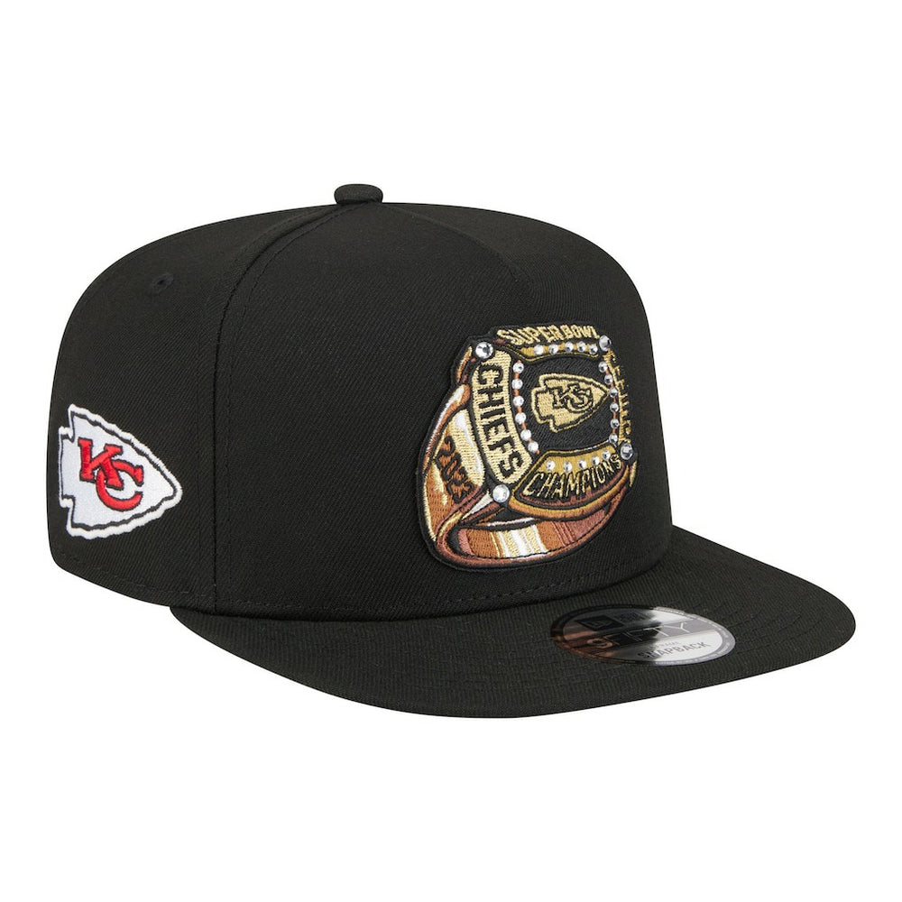 Kansas City Chiefs New Era Super Bowl Ring 9FIFTY A-Frame Adjustable Hat Black