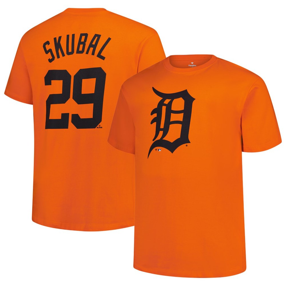Tarik Skubal Detroit Tigers Fanatics Big & Tall Name & Number T-Shirt - Orange T-shirts