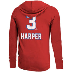 Bryce Harper Philadelphia Phillies Majestic Threads Lightweight Name & Number Hoodie - Red Hoodies
