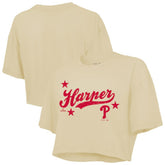 Bryce Harper Philadelphia Phillies Majestic Threads Women's Boxy Crop Top - Cream Tops