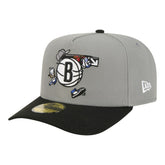 Brooklyn Nets Injection Cartoon Logo A-Frame 59FIFTY Fitted Hat Gray