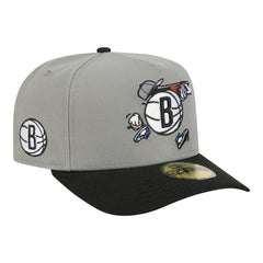 Brooklyn Nets Injection Cartoon Logo A-Frame 59FIFTY Fitted Hat Gray
