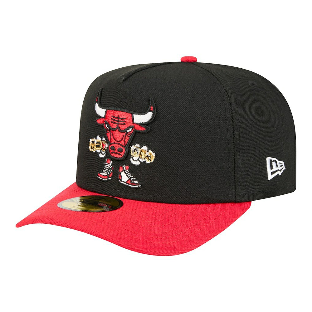 Chicago Bulls Injection Cartoon Logo A-Frame 59FIFTY Fitted Hat Black