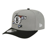 Brooklyn Nets Injection Cartoon Logo A-Frame 9FIFTY Adjustable Hat Gray