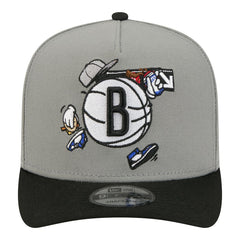 Brooklyn Nets Injection Cartoon Logo A-Frame 9FIFTY Adjustable Hat Gray