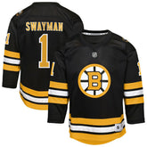 NHL Jeremy Swayman Boston Bruins Outerstuff Youth Home Replica Jersey - Black