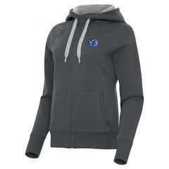 Orlando Magic Antigua Women's New Logo Victory Full-Zip Hooded Sweatshirt Charcoal