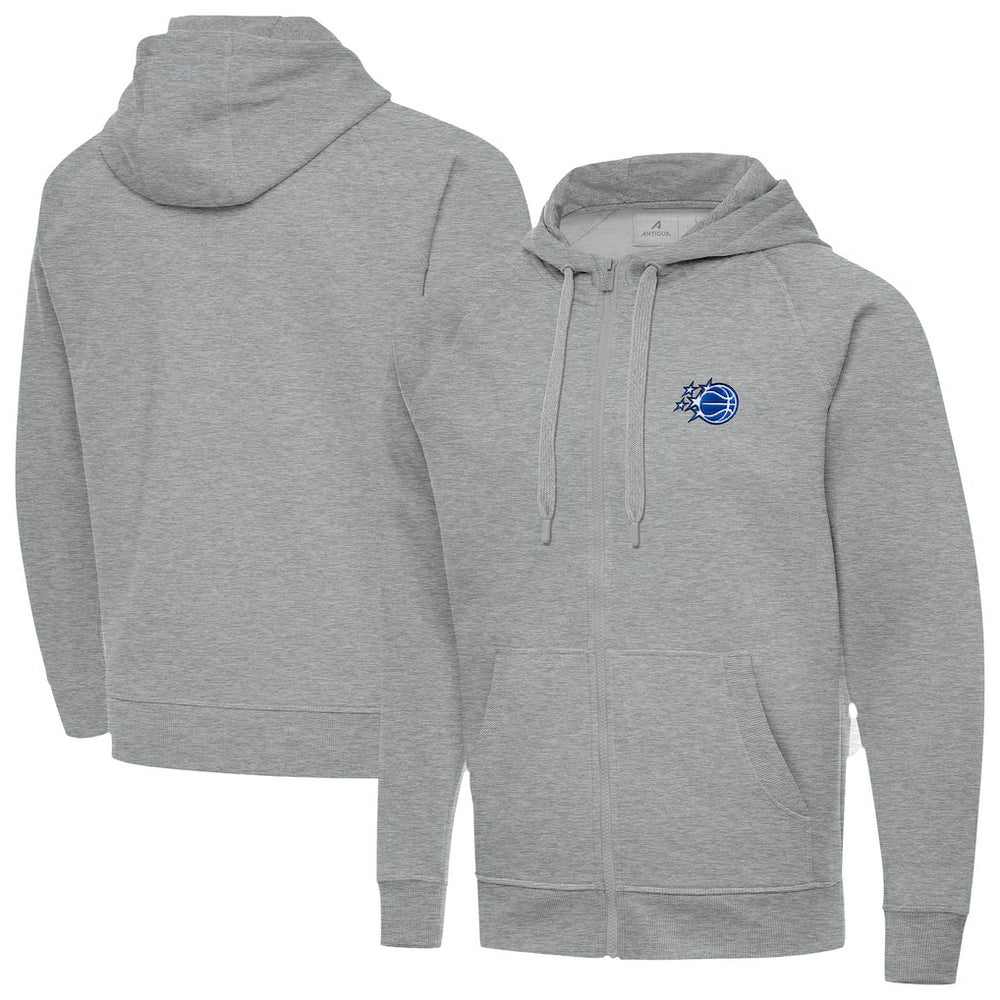 Orlando Magic Antigua New Logo Tall Victory Full-Zip Hooded Sweatshirt Heather Gray
