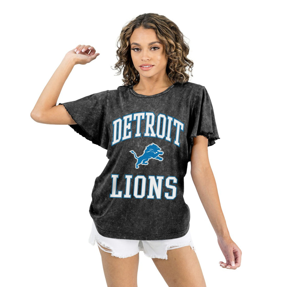 Detroit Lions Gameday Couture Women's Relaxed Flutter Sleeve T-Shirt Black