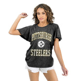 Pittsburgh Steelers Gameday Couture Women's Relaxed Flutter Sleeve T-Shirt Black