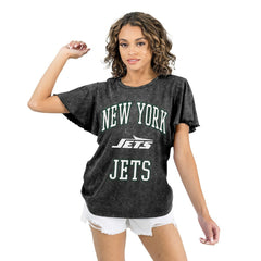 New York Jets Gameday Couture Women's Relaxed Flutter Sleeve T-Shirt Black