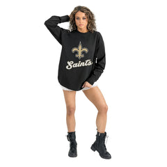 New Orleans Saints Gameday Couture Women's Oversized Long Sleeve T-Shirt Black