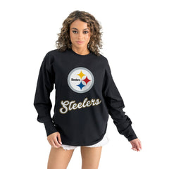 Pittsburgh Steelers Gameday Couture Women's Oversized Long Sleeve T-Shirt Black