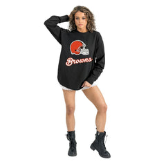 Cleveland Browns Gameday Couture Women's Oversized Long Sleeve T-Shirt Black