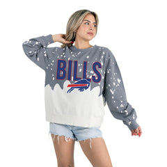 Buffalo Bills Gameday Couture Women's Oversized Faded Wash Tri-Blend Pullover Sweatshirt Gray