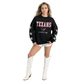 Houston Texans Gameday Couture Women's Velocity Relaxed Rhinestone Pullover Sweatshirt Black