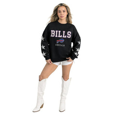 Buffalo Bills Gameday Couture Women's Velocity Relaxed Rhinestone Pullover Sweatshirt Black