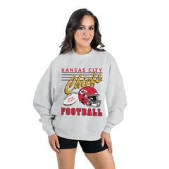 Kansas City Chiefs Gameday Couture Women's Home Turf Oversized Premium Fleece Pullover Sweatshirt Ash