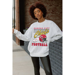 Kansas City Chiefs Gameday Couture Women's Home Turf Oversized Premium Fleece Pullover Sweatshirt Ash