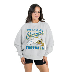 Los Angeles Chargers Gameday Couture Women's Home Turf Oversized Premium Fleece Pullover Sweatshirt Ash