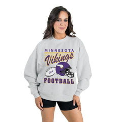 Minnesota Vikings Gameday Couture Women's Home Turf Oversized Premium Fleece Pullover Sweatshirt Ash