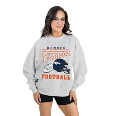 Denver Broncos Gameday Couture Women's Home Turf Oversized Premium Fleece Pullover Sweatshirt Ash
