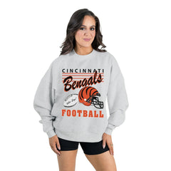 Cincinnati Bengals Gameday Couture Women's Home Turf Oversized Premium Fleece Pullover Sweatshirt Ash