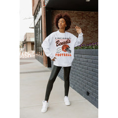 Cincinnati Bengals Gameday Couture Women's Home Turf Oversized Premium Fleece Pullover Sweatshirt Ash
