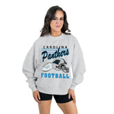 Carolina Panthers Gameday Couture Women's Home Turf Oversized Premium Fleece Pullover Sweatshirt Ash