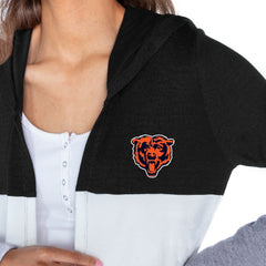 Chicago Bears Gameday Couture Women's Tri-Blend Color Block Lightweight Cardigan Hoodie Black