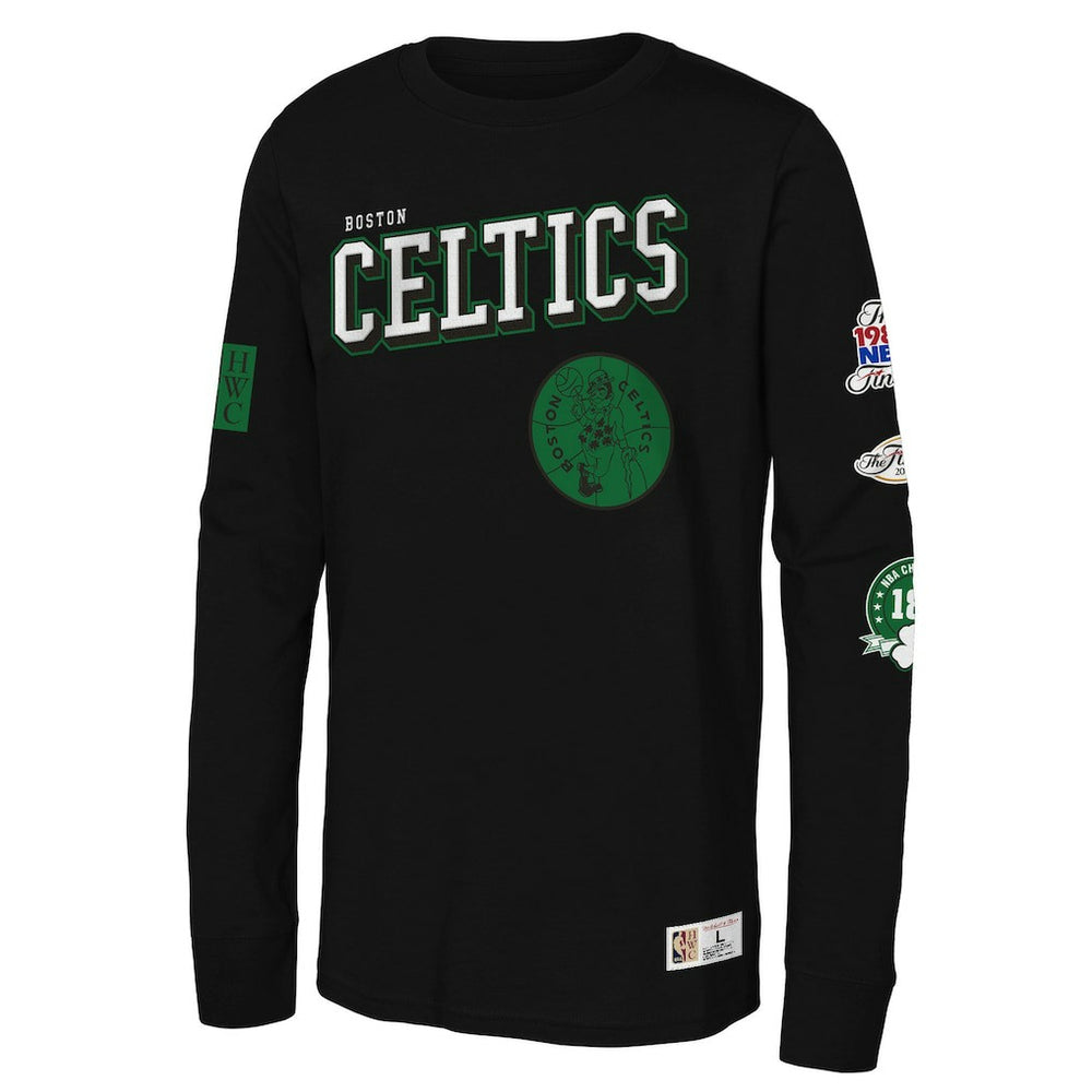 Boston Celtics Youth Hardwood Classics Training Camp Long Sleeve T-Shirt Black