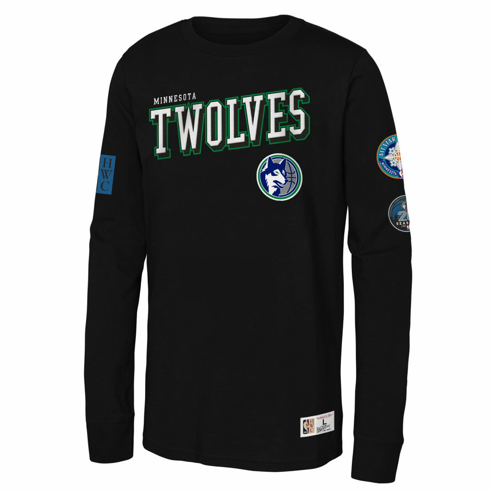 Minnesota Timberwolves Youth Hardwood Classics Training Camp Long Sleeve T-Shirt Black