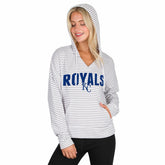 Kansas City Royals Concepts Sport Women's Liftoff Striped V-Neck Hoodie - White/Gray Hoodies