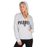 San Diego Padres Concepts Sport Women's Liftoff Striped V-Neck Hoodie - White/Gray Hoodies