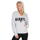 San Francisco Giants Concepts Sport Women's Liftoff Striped V-Neck Hoodie - White/Gray Hoodies