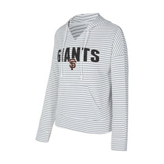 San Francisco Giants Concepts Sport Women's Liftoff Striped V-Neck Hoodie - White/Gray Hoodies