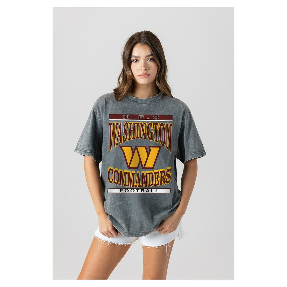 Washington Commanders Gameday Couture Women's Oversized Classic Grind Washed T-Shirt Gray